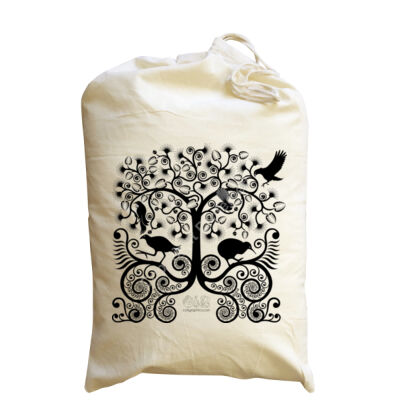 NZ Native Birds - medium Santa Sack - natural 100% cotton Thumbnail