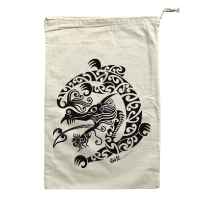 Taniwha Dragon - cotton bag with pullcord Thumbnail