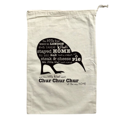 This little Kiwi - Natural 100% cotton calico bag with pullcord Thumbnail