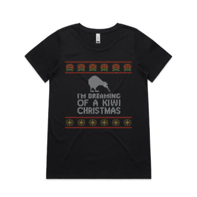 Kiwi Christmas - Womens Shallow Scoop Tee Thumbnail