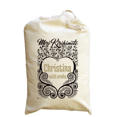 Meri Kirihimete  - Medium Calico Santa Sack Thumbnail