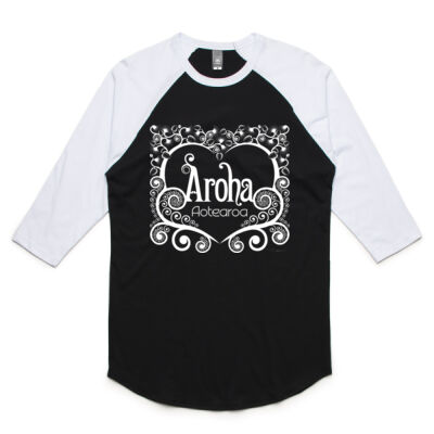 Aroha Aotearoa - Unisex Raglan Tee Thumbnail